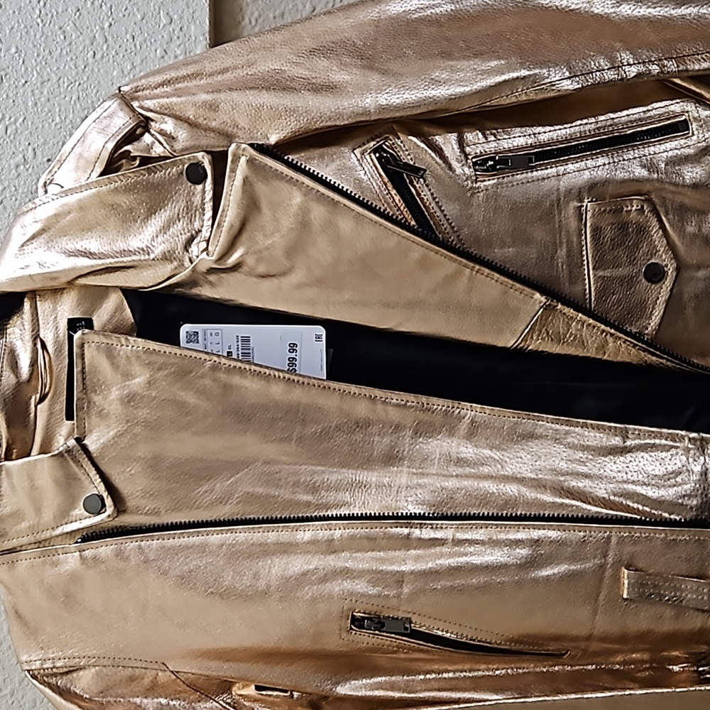 Zara Woman Rose-gold leather jacket